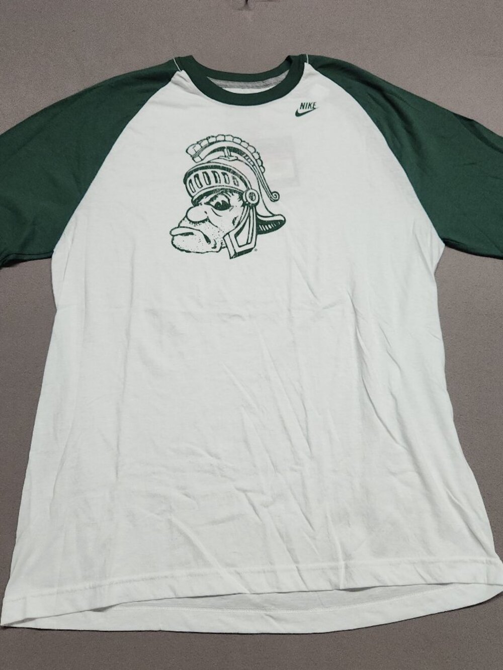Nike Michigan Spartans T Shirt Adult L Cotton Blend White Green Collegiate 135
